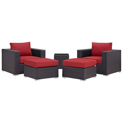 Outdoor Sofas and Sectionals Modway Furniture Convene Espresso Red EEI-2201-EXP-RED-SET 889654060543 Sofa Sectionals Red Burgundy ruby Sectional Sofa Espresso Red Complete Vanity Sets 