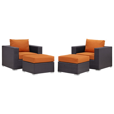 Modway Furniture Outdoor Sofas and Sectionals, Orange, Sectional,Sofa, Espresso, Complete Vanity Sets, Sofa Sectionals, 889654060598, EEI-2202-EXP-ORA-SET