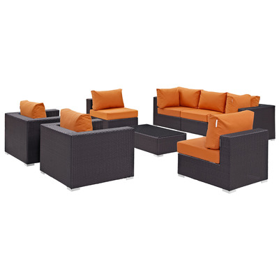 Modway Furniture Outdoor Sofas and Sectionals, Orange, Sectional,Sofa, Espresso, Complete Vanity Sets, Sofa Sectionals, 889654060666, EEI-2203-EXP-ORA-SET