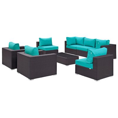 Outdoor Sofas and Sectionals Modway Furniture Convene Espresso Turquoise EEI-2203-EXP-TRQ-SET 889654060697 Sofa Sectionals Sectional Sofa Espresso Complete Vanity Sets 