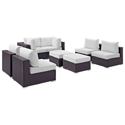 Modway Furniture Outdoor Sofas and Sectionals, White,snow, Sectional,Sofa, Espresso,White, Complete Vanity Sets, Sofa Sectionals, 889654060772, EEI-2204-EXP-WHI-SET