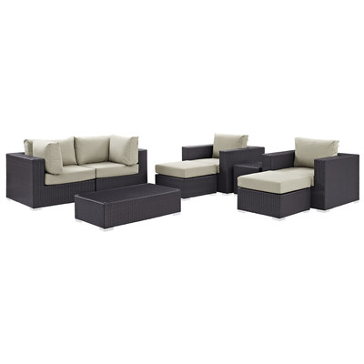 Modway Furniture Outdoor Sofas and Sectionals, Beige,Cream,beige,ivory,sand,nude, Sectional,Sofa, Espresso, Complete Vanity Sets, Sofa Sectionals, 889654060857, EEI-2206-EXP-BEI-SET