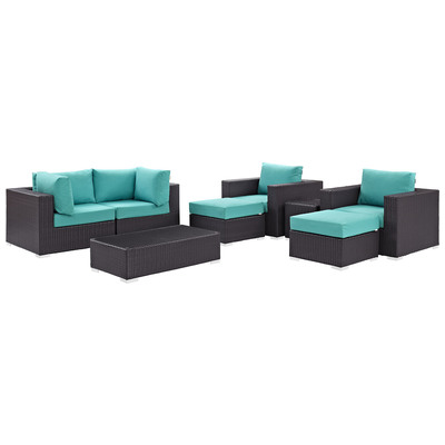 Outdoor Sofas and Sectionals Modway Furniture Convene Espresso Turquoise EEI-2206-EXP-TRQ-SET 889654060901 Sofa Sectionals Sectional Sofa Espresso Complete Vanity Sets 