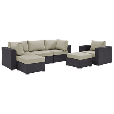 Modway Furniture Outdoor Sofas and Sectionals, Beige,Cream,beige,ivory,sand,nude, Sectional,Sofa, Espresso, Complete Vanity Sets, Sofa Sectionals, 889654060925, EEI-2207-EXP-BEI-SET