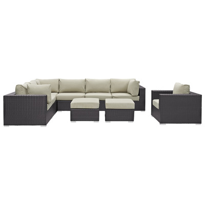 Modway Furniture Outdoor Sofas and Sectionals, Beige,Cream,beige,ivory,sand,nude, Sectional,Sofa, Espresso, Complete Vanity Sets, Sofa Sectionals, 889654060994, EEI-2208-EXP-BEI-SET