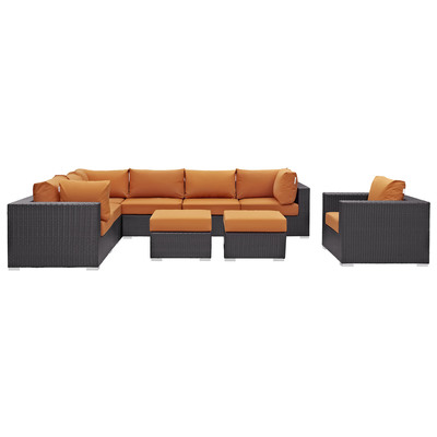 Modway Furniture Outdoor Sofas and Sectionals, Orange, Sectional,Sofa, Espresso, Complete Vanity Sets, Sofa Sectionals, 889654061014, EEI-2208-EXP-ORA-SET
