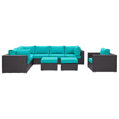 Modway Furniture Outdoor Sofas and Sectionals, Sectional,Sofa, Espresso, Complete Vanity Sets, Sofa Sectionals, 889654061045, EEI-2208-EXP-TRQ-SET