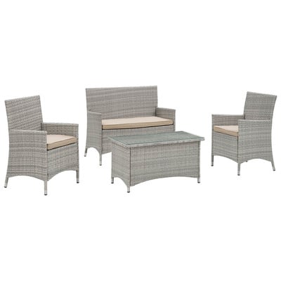 Modway Furniture Outdoor Seating Sets, Beige,Cream,beige,ivory,sand,nudeGray,Grey, Complete Vanity Sets, Sofa Sectionals, 889654093060, EEI-2212-LGR-BEI