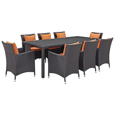 Outdoor Dining Sets Modway Furniture Convene Espresso Orange EEI-2217-EXP-ORA-SET 889654061182 Bar and Dining Orange Espresso Complete Vanity Sets 
