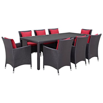 Outdoor Dining Sets Modway Furniture Convene Espresso Red EEI-2217-EXP-RED-SET 889654061205 Bar and Dining Red Burgundy ruby Espresso Complete Vanity Sets 