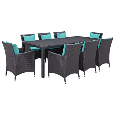 Outdoor Dining Sets Modway Furniture Convene Espresso Turquoise EEI-2217-EXP-TRQ-SET 889654061212 Bar and Dining Espresso Complete Vanity Sets 