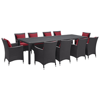 Outdoor Dining Sets Modway Furniture Convene Espresso Red EEI-2219-EXP-RED-SET 889654062646 Bar and Dining Red Burgundy ruby Espresso Complete Vanity Sets 