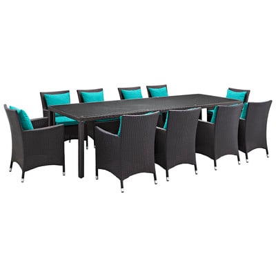 Outdoor Dining Sets Modway Furniture Convene Espresso Turquoise EEI-2219-EXP-TRQ-SET 889654062653 Bar and Dining Espresso Complete Vanity Sets 