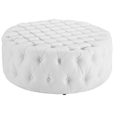 Modway Furniture Ottomans and Benches, Black,ebonyWhite,snow, Round, Complete Vanity Sets, Sofas and Armchairs, 889654065647, EEI-2224-WHI