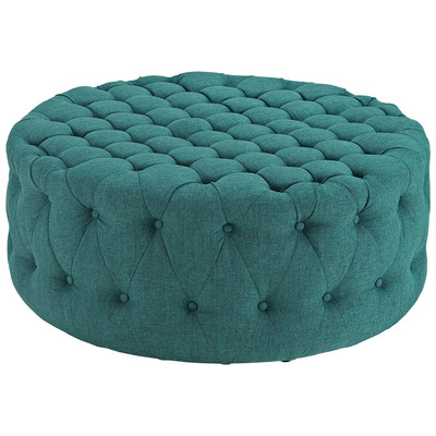 Modway Furniture Ottomans and Benches, Black,ebonyBlue,navy,teal,turquiose,indigo,aqua,SeafoamGreen,emerald,teal, Round, Complete Vanity Sets, Sofas and Armchairs, 889654065777, EEI-2225-TEA