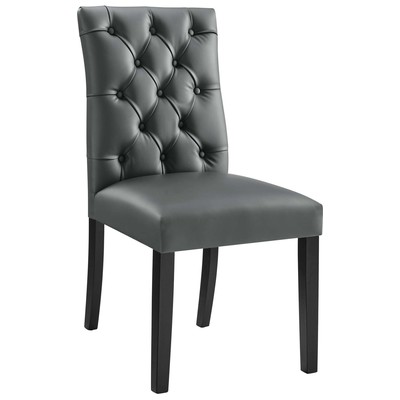 Dining Room Chairs Modway Furniture Duchess Gray EEI-2230-GRY 889654955313 Dining Chairs Gray Grey Side Chair HARDWOOD LEATHER Wood MDF Plyw Gray Smoke SMOKED TaupeLeather 