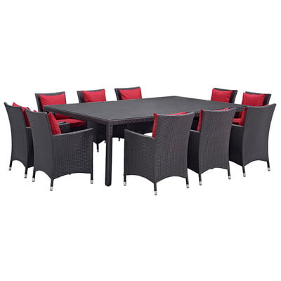Outdoor Dining Sets Modway Furniture Convene Espresso Red EEI-2240-EXP-RED-SET 889654062714 Bar and Dining Red Burgundy ruby Espresso Complete Vanity Sets 