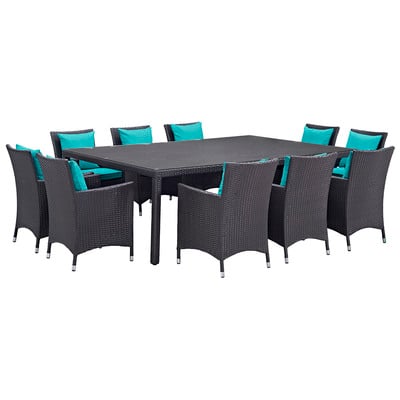 Outdoor Dining Sets Modway Furniture Convene Espresso Turquoise EEI-2240-EXP-TRQ-SET 889654062721 Bar and Dining Espresso Complete Vanity Sets 