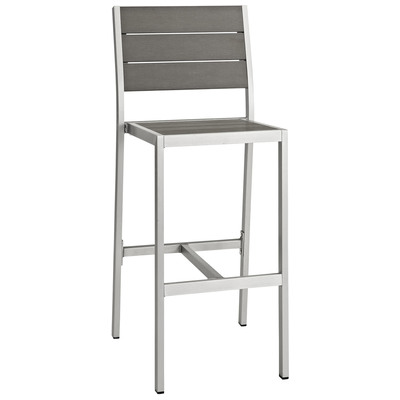 Bar Chairs and Stools Modway Furniture Shore Silver Gray EEI-2255-SLV-GRY 889654064800 Bar and Dining Black ebonyGray GreySilver Bar Wood Armless Footrest 