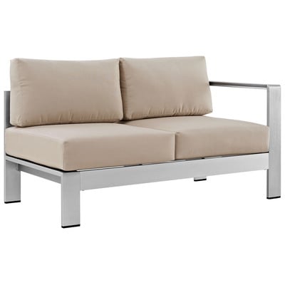 Outdoor Sofas and Sectionals Modway Furniture Shore Silver Beige EEI-2262-SLV-BEI 889654064879 Sofa Sectionals Beige Black ebonyCream beige i Loveseat Sectional Sofa Canvas Silver Complete Vanity Sets 