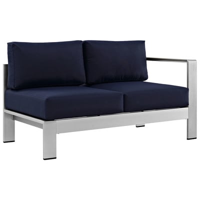 Modway Furniture Outdoor Sofas and Sectionals, Black,ebonyBlue,navy,teal,turquiose,indigo,aqua,SeafoamGreen,emerald,tealSilver, Loveseat,Sectional,Sofa, Canvas,Navy,Silver, Complete Vanity Sets, Sofa Sectionals, 889654064893, EEI-2262-SLV-NAV