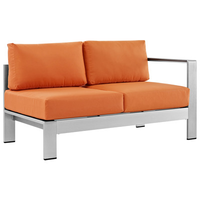 Modway Furniture Outdoor Sofas and Sectionals, Black,ebonyOrange,Silver, Loveseat,Sectional,Sofa, Canvas,Silver, Complete Vanity Sets, Sofa Sectionals, 889654064909, EEI-2262-SLV-ORA