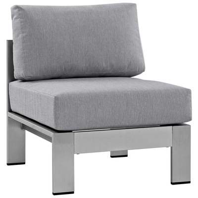 Outdoor Chairs and Stools Modway Furniture Shore Silver Gray EEI-2263-SLV-GRY 889654064923 Sofa Sectionals Black ebonyGray GreySilver Aluminum Frame Aluminum Frame Aluminum Plastic Armless Complete Vanity Sets 