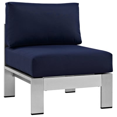 Outdoor Chairs and Stools Modway Furniture Shore Silver Navy EEI-2263-SLV-NAV 889654064930 Sofa Sectionals Black ebonyBlue navy teal turq Aluminum Frame Aluminum Frame Aluminum Plastic Armless Complete Vanity Sets 