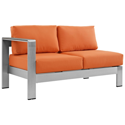 Modway Furniture Outdoor Sofas and Sectionals, Black,ebonyOrange,Silver, Loveseat,Sectional,Sofa, Canvas,Silver, Complete Vanity Sets, Sofa Sectionals, 889654065029, EEI-2265-SLV-ORA