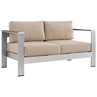 Sofas and Loveseat Modway Furniture Shore Silver Beige EEI-2267-SLV-BEI 889654065074 Sofa Sectionals BeigeBlackebonyCreambeigeivory Loveseat Love seatSofa Sofa Set set Complete Vanity Sets 