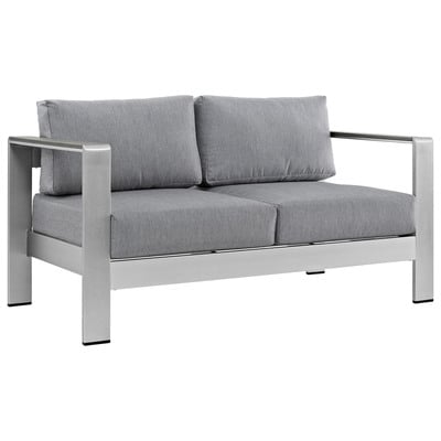 Sofas and Loveseat Modway Furniture Shore Silver Gray EEI-2267-SLV-GRY 889654065081 Sofa Sectionals BlackebonyGrayGreySilver Loveseat Love seatSofa Sofa Set set Complete Vanity Sets 
