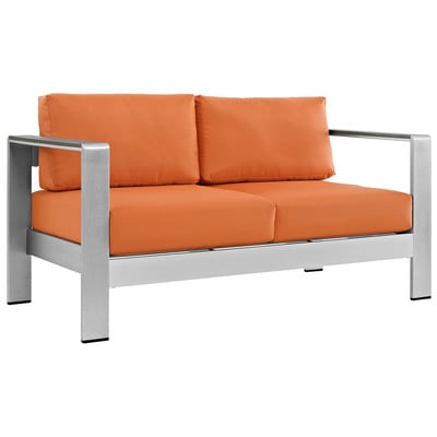 Modway Furniture Sofas and Loveseat, black ebony OrangeSilver, Loveseat,Love seatSofa, Sofa Set,set, Complete Vanity Sets, Sofa Sectionals, 889654065104, EEI-2267-SLV-ORA