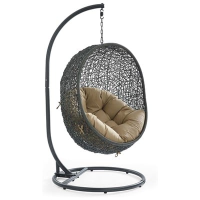 Outdoor Chairs and Stools Modway Furniture Hide Gray Mocha EEI-2273-GRY-MOC 889654073802 Daybeds and Lounges Gray Grey Gray Steel Powder Coated Rust Proof Iro Hanging Swing Complete Vanity Sets 