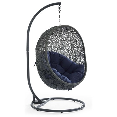 Outdoor Chairs and Stools Modway Furniture Hide Gray Navy EEI-2273-GRY-NAV 889654073819 Daybeds and Lounges Blue navy teal turquiose indig Blue Gray Steel Powder Coated Rust Proof Iro Hanging Swing Complete Vanity Sets 