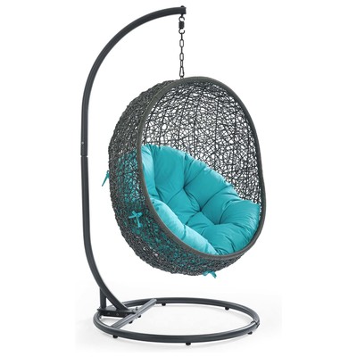 Outdoor Chairs and Stools Modway Furniture Hide Gray Turquoise EEI-2273-GRY-TRQ 889654073857 Daybeds and Lounges Gray Grey Gray Turquoise Gray Steel Powder Coated Rust Proof Iro Hanging Swing Complete Vanity Sets 