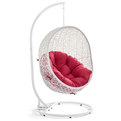 Outdoor Chairs and Stools Modway Furniture Hide White Red EEI-2273-WHI-RED 889654073925 Daybeds and Lounges Red Burgundy rubyWhite snow Red Steel White Powder Coated Rust Proof Iro Hanging Swing Complete Vanity Sets 