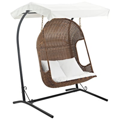 Outdoor Chairs and Stools Modway Furniture Vantage Brown White EEI-2278-BRN-WHI-SET 889654066712 Daybeds and Lounges Brown sableWhite snow Brown White Brown Steel White Powder Coated Rust Proof Iro Hanging Swing Complete Vanity Sets 