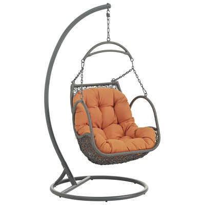 Outdoor Chairs and Stools Modway Furniture Arbor Orange EEI-2279-ORA-SET 889654073550 Daybeds and Lounges Orange ORANGE Steel Powder Coated Rust Proof Iro Hanging Swing Complete Vanity Sets 