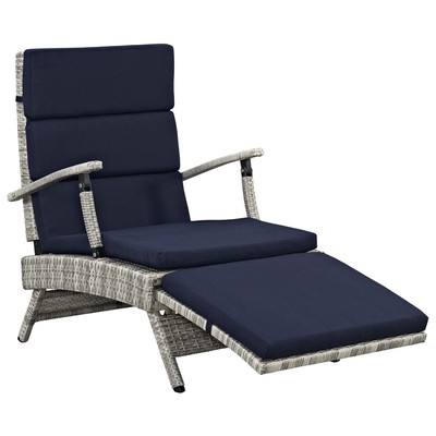 Chairs Modway Furniture Envisage Light Gray Navy EEI-2301-LGR-NAV 889654098706 Daybeds and Lounges Blue navy teal turquiose indig Lounge Chairs Lounge 