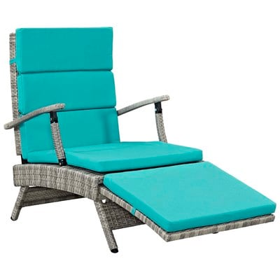 Chairs Modway Furniture Envisage Light Gray Turquoise EEI-2301-LGR-TRQ 889654098713 Daybeds and Lounges Gray Grey Lounge Chairs Lounge 