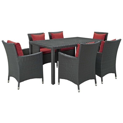 Modway Furniture Dining Room Sets, Red,Burgundy,ruby, Set of 2,Set of 3,Set of 4,Set of 5,Set of 6,Set of 7,Set of 8, Dining, Canvas Red,Red, Bar and Dining, 889654139539, EEI-2312-CHC-RED-SET