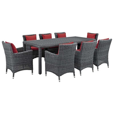 Modway Furniture Dining Room Sets, Red,Burgundy,ruby, Set of 2,Set of 3,Set of 4,Set of 5,Set of 6,Set of 7,Set of 8, Dining, Canvas Red,Red, Bar and Dining, 889654134275, EEI-2331-GRY-RED-SET