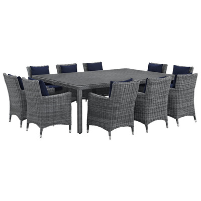Outdoor Dining Sets Modway Furniture Summon Canvas Navy EEI-2333-GRY-NAV-SET 889654069195 Bar and Dining Blue navy teal turquiose indig Canvas Navy Complete Vanity Sets 