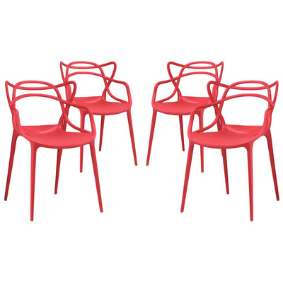 Modway Furniture Dining Room Sets, Red,Burgundy,ruby, Set of 2,Set of 3,Set of 4,Set of 5,Set of 6,Set of 7,Set of 8, Dining, Red, Complete Vanity Sets, Dining Chairs, 889654069591, EEI-2348-RED-SET