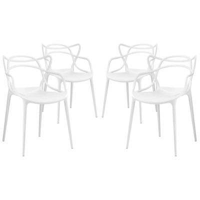 Modway Furniture Dining Room Sets, White,snow, Set of 2,Set of 3,Set of 4,Set of 5,Set of 6,Set of 7,Set of 8, Dining, White, Complete Vanity Sets, Dining Chairs, 889654069607, EEI-2348-WHI-SET