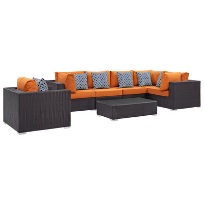 Modway Furniture Outdoor Sofas and Sectionals, Orange, Sectional,Sofa, Espresso, Complete Vanity Sets, Sofa Sectionals, 889654069652, EEI-2350-EXP-ORA-SET