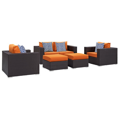 Sofas and Loveseat Modway Furniture Convene Espresso Orange EEI-2351-EXP-ORA-SET 889654069720 Sofa Sectionals Loveseat Love seatSectional So Sofa Set set 