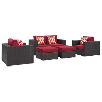 Sofas and Loveseat Modway Furniture Convene Espresso Red EEI-2351-EXP-RED-SET 889654069744 Sofa Sectionals Loveseat Love seatSectional So Sofa Set set 