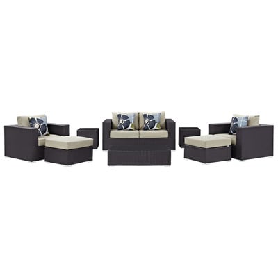 Sofas and Loveseat Modway Furniture Convene Espresso Beige EEI-2352-EXP-BEI-SET 889654069775 Sofa Sectionals Loveseat Love seatSectional So Sofa Set set 