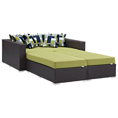 Outdoor Beds Modway Furniture Convene Espresso Peridot EEI-2353-EXP-PER-SET 889654069874 Daybeds and Lounges Aluminum Frame Aluminum Alumin Aluminum Synthetic Rattan Daybed 